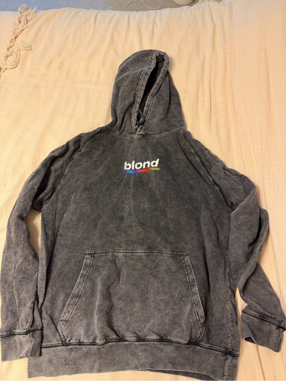 Blondo Gray Mineral-Wash Hoodie with Multicolor Logo - Large